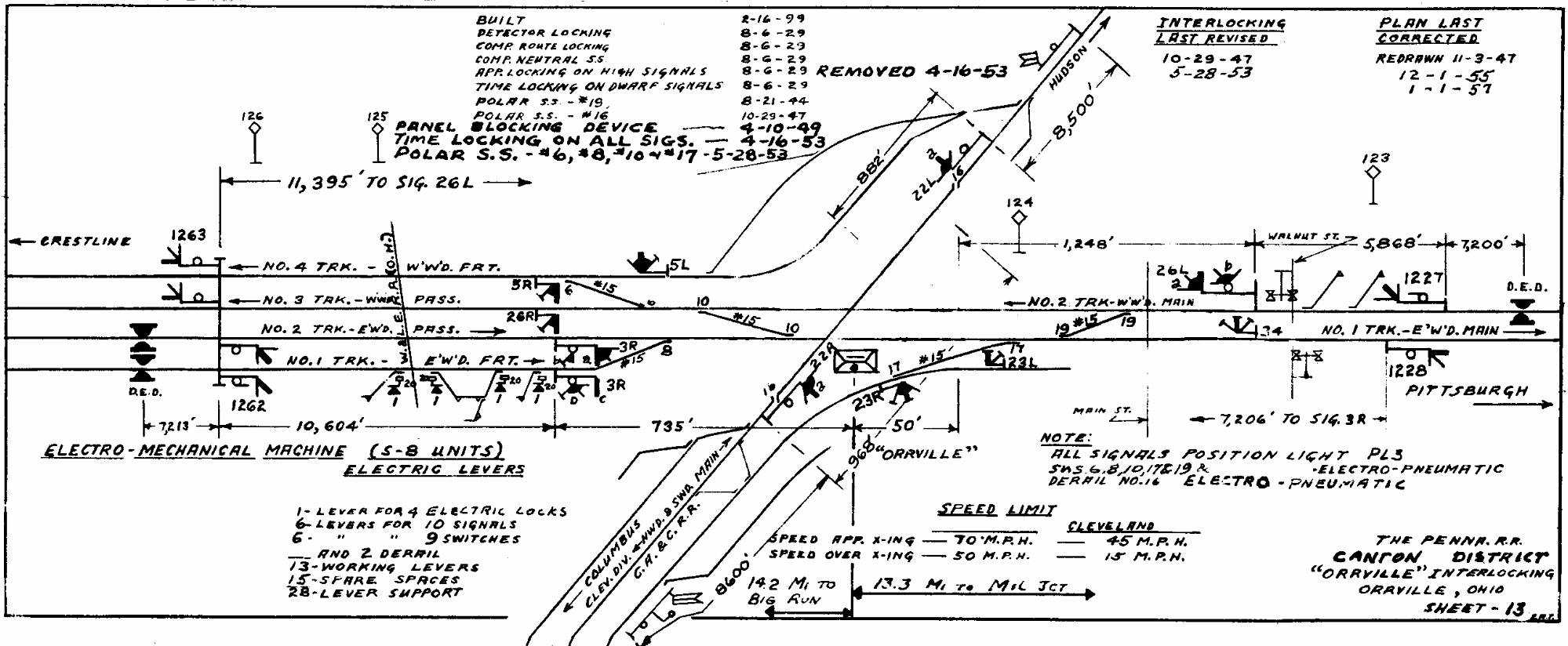 Orrville Interlocking Diagram, 1957